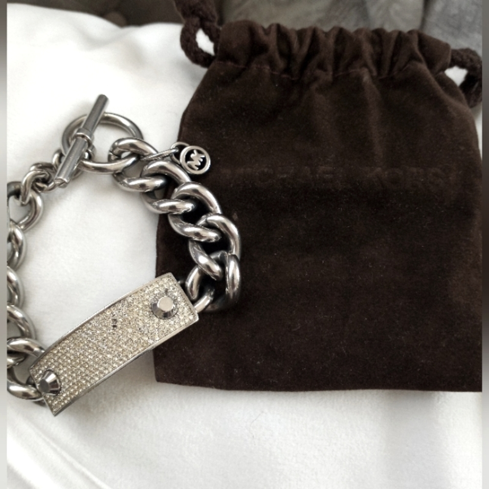 Michael Kors Chain Bracelet with Pave Plate-Used